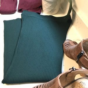 Forever 21 Ribbed knitted midi skirt Hunter Green